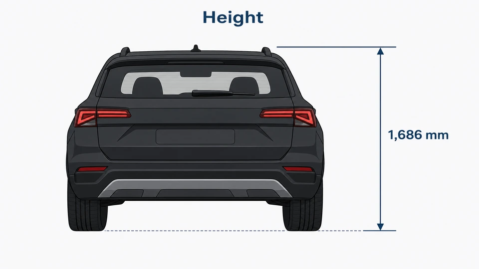 AION V rear view — height 1,686 mm